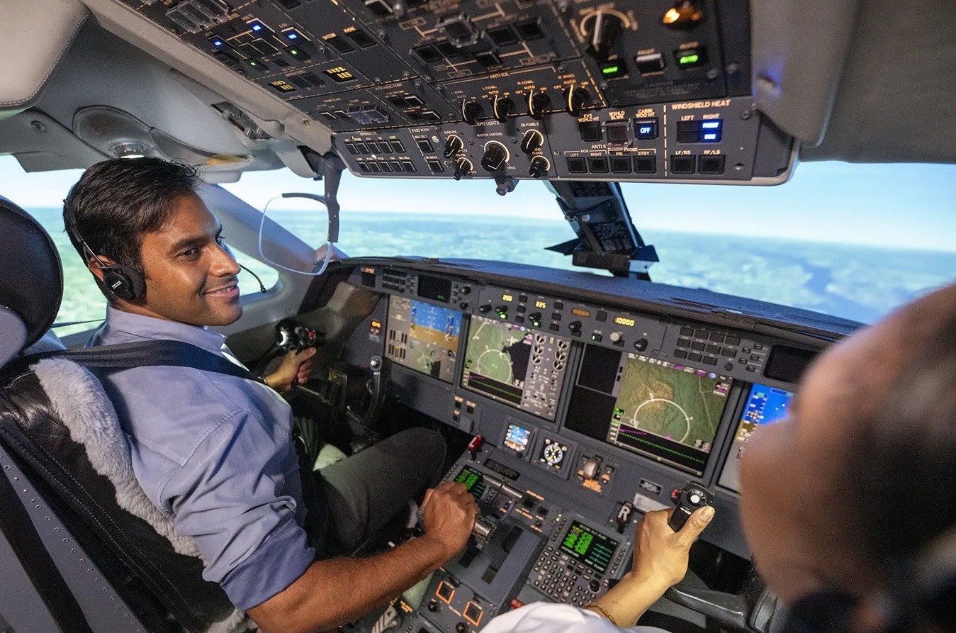Pilot in cockpit